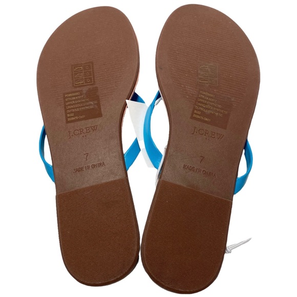 J. Crew Sandals 6 Easy Summer Flip-Flops Azure Pool AO017 - Picture 7 of 9